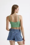 İnce Askılı Kolsuz Triko Crop Bluz