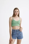 İnce Askılı Kolsuz Triko Crop Bluz