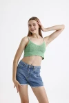 İnce Askılı Kolsuz Triko Crop Bluz