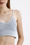 İnce Askılı Kolsuz Triko Crop Bluz