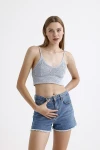 İnce Askılı Kolsuz Triko Crop Bluz