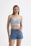 İnce Askılı Kolsuz Triko Crop Bluz