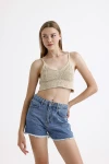 İnce Askılı Kolsuz Triko Crop Bluz