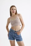 İnce Askılı Kolsuz Triko Crop Bluz