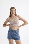 İnce Askılı Kolsuz Triko Crop Bluz