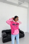 Kapüşonlu Uzun Kollu Cepli Baskılı Sweatshirt