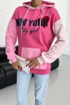 Kapüşonlu Uzun Kollu Cepli Baskılı Sweatshirt