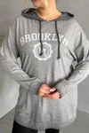 Büyük Beden Kapüşonlu Uzun Kollu Baskılı Sweatshirt 301145